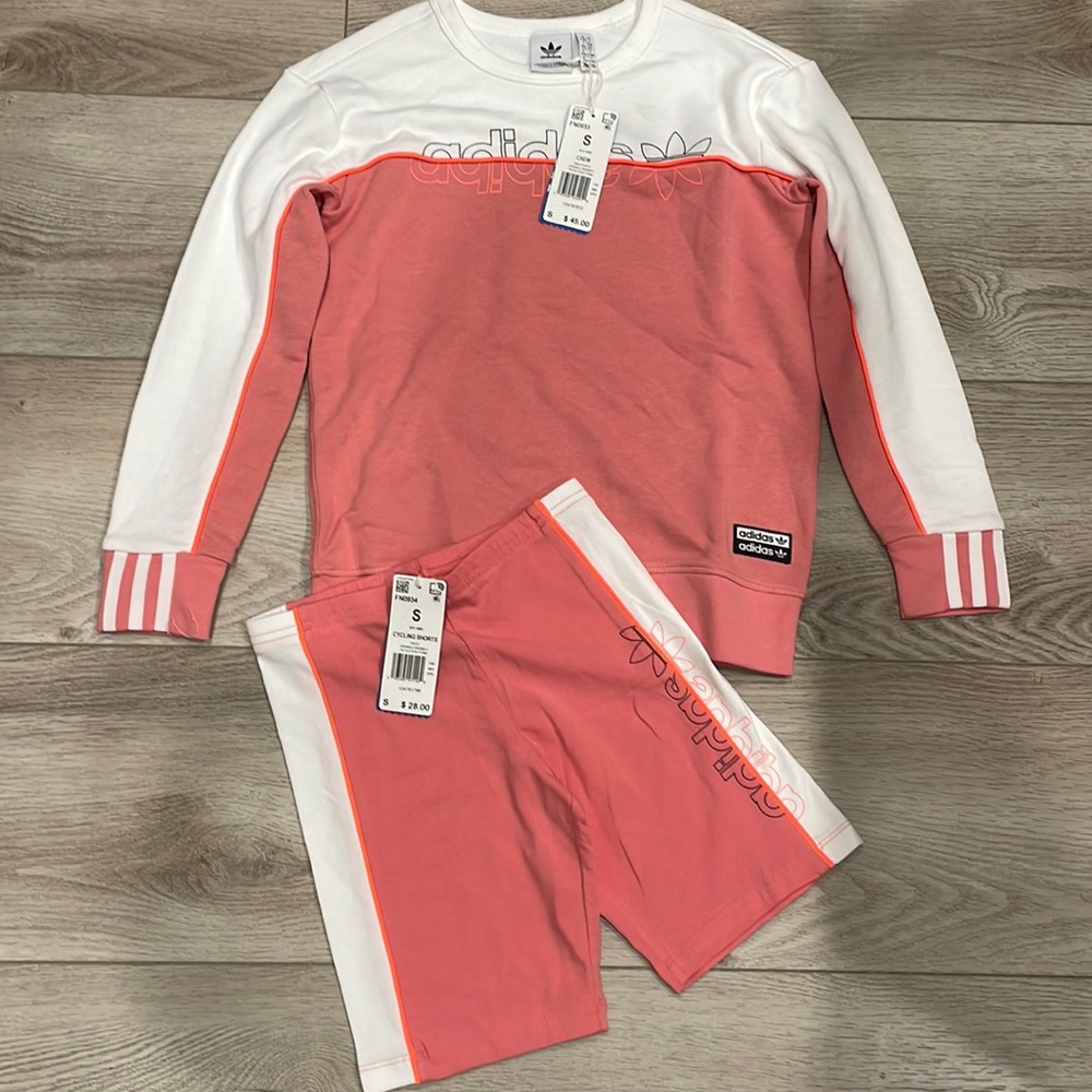Adidas girl top and biker shorts